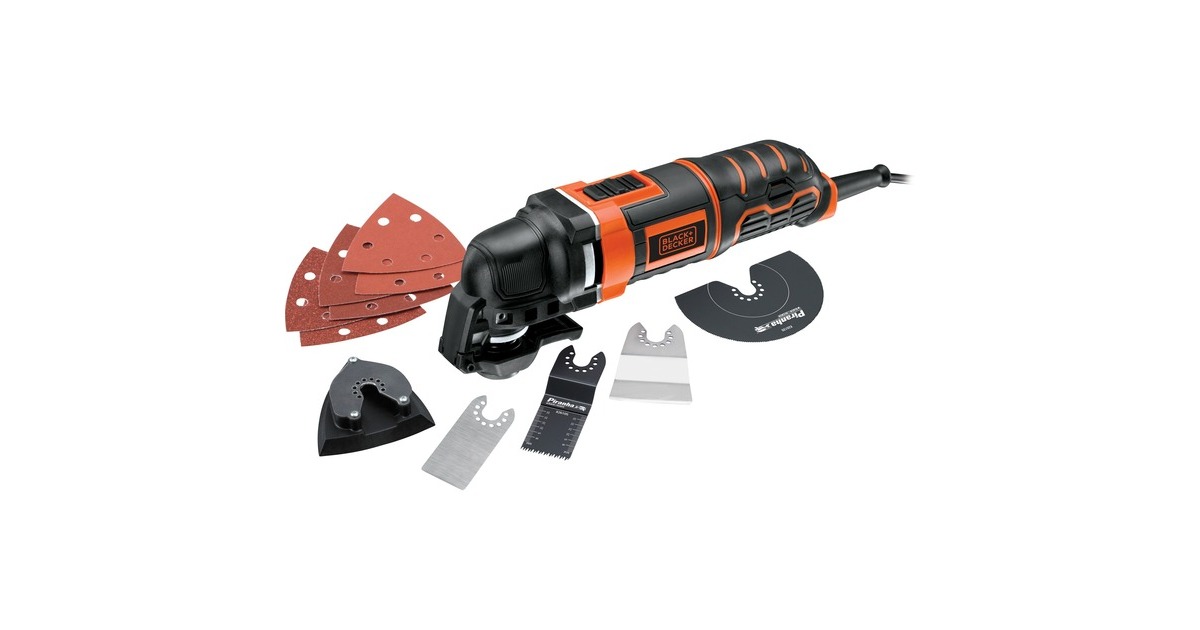BLACK+DECKER300 W Oscillerende Multitool MT300KA-QS multifunctioneel gereedschap  (Oranje/zwart, met koffer)