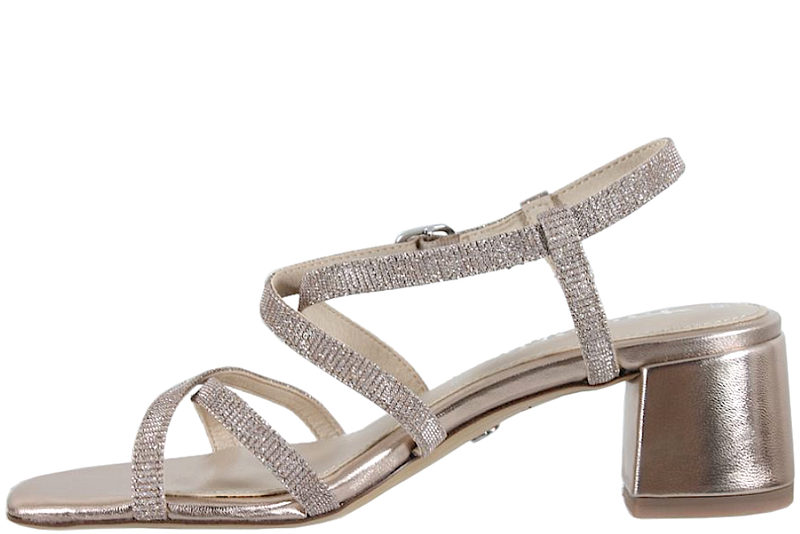 TAMARIS SANDAL I ROSE GOLD TEKSTIL MED GLIMMER