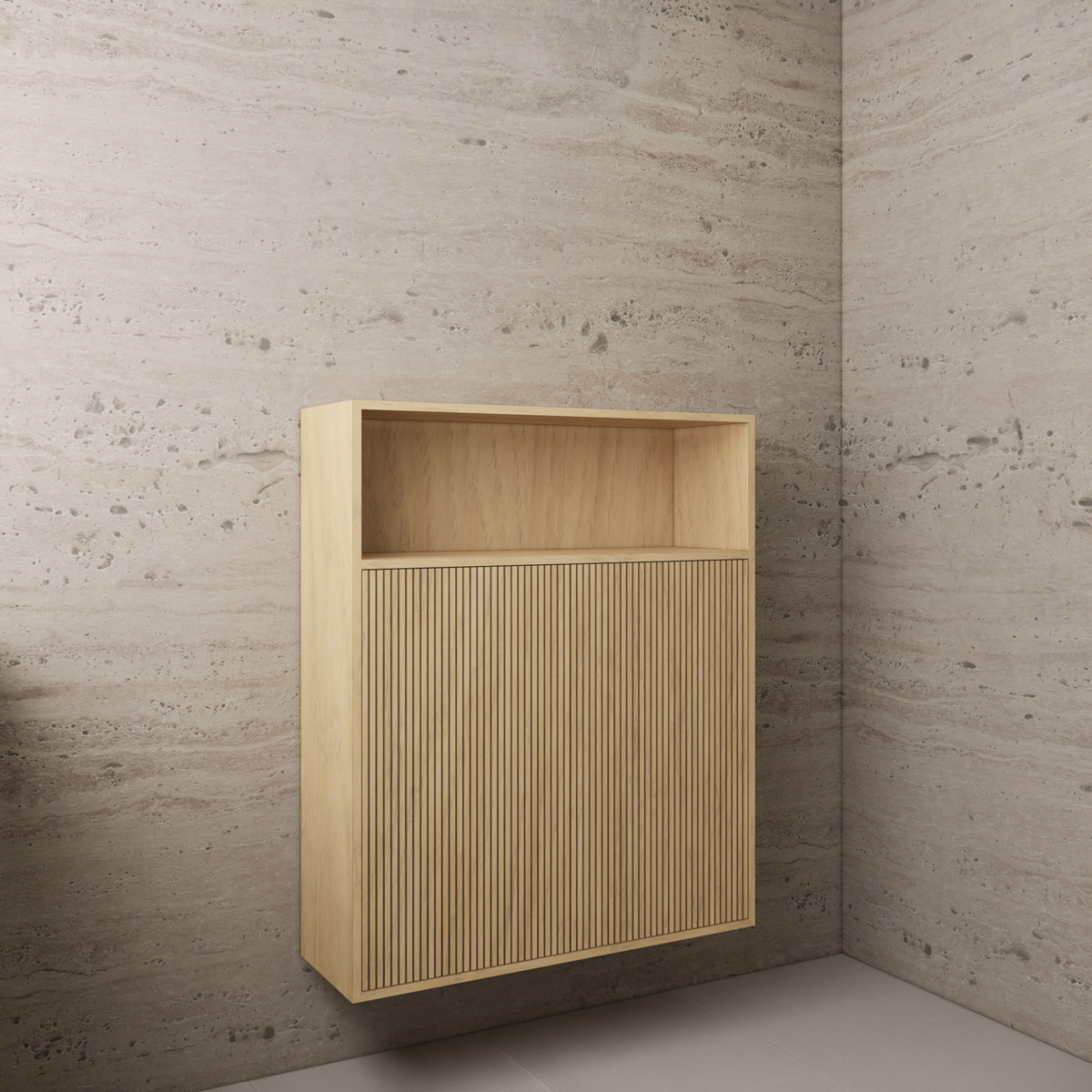 Gliss Design Timotheus badkamerkast met ribbelfront 100cm castle brown