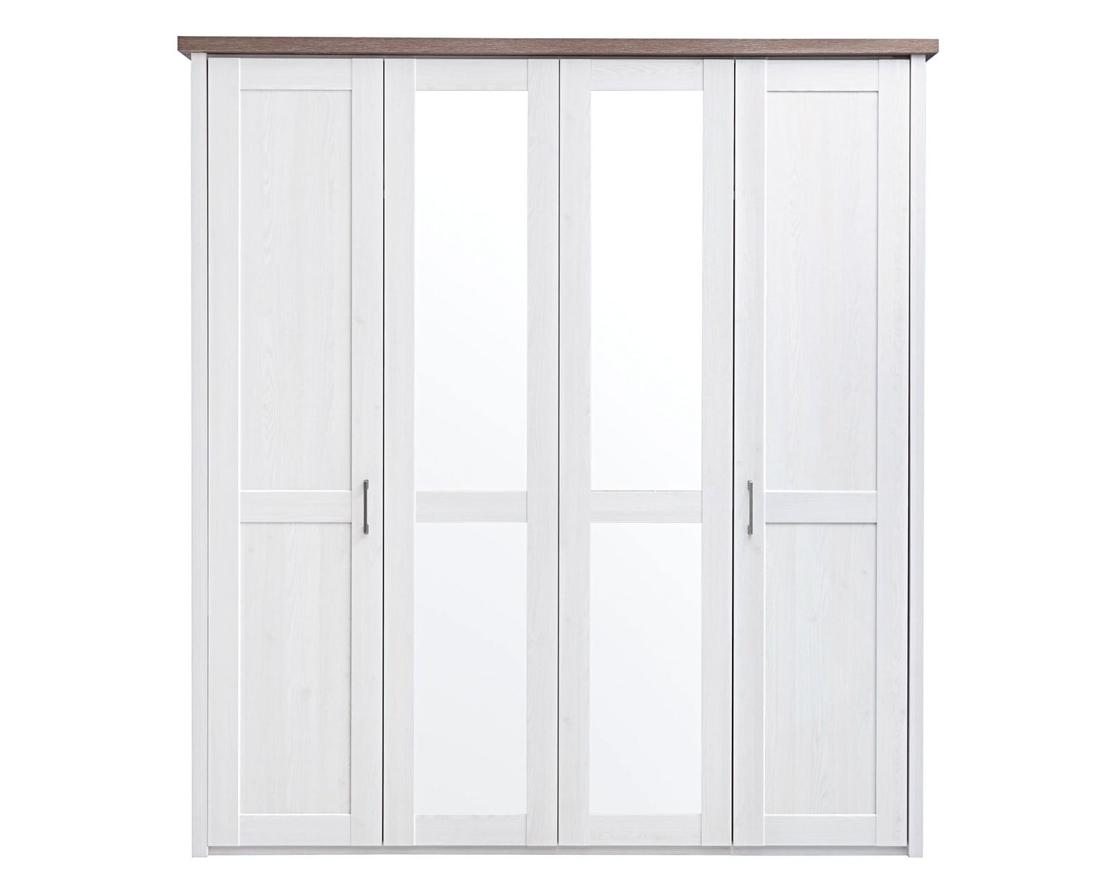 Kleiderschrank Luca Pinie-Optik Weiß/Absetzung Trüffel 195 x 212 x 62 cm