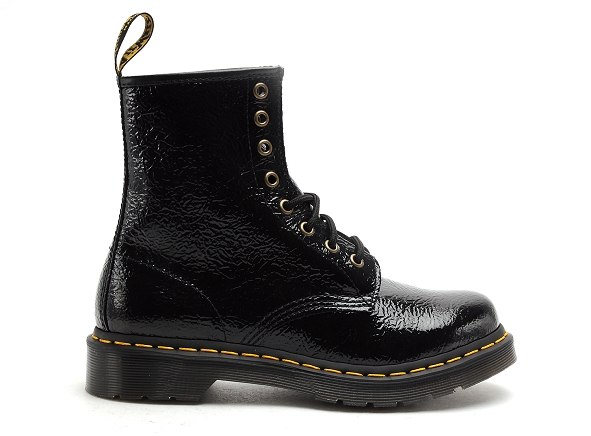 Dr martens boots bottine plates femme 1460 distressed patent noir