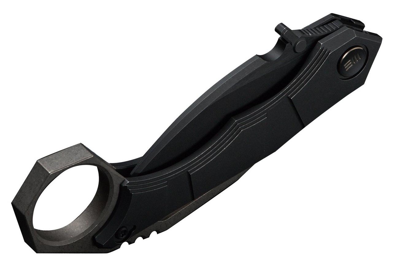 WE Knife Tayra WE24069-1 Blackwashed Bevels Black Brushed Flats Bohler M390, Black Titanium, zakmes