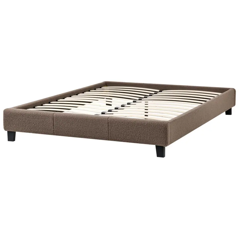 ROANNE - Tweepersoonsbed - Taupe - 140 x 200 cm - Bouclé
