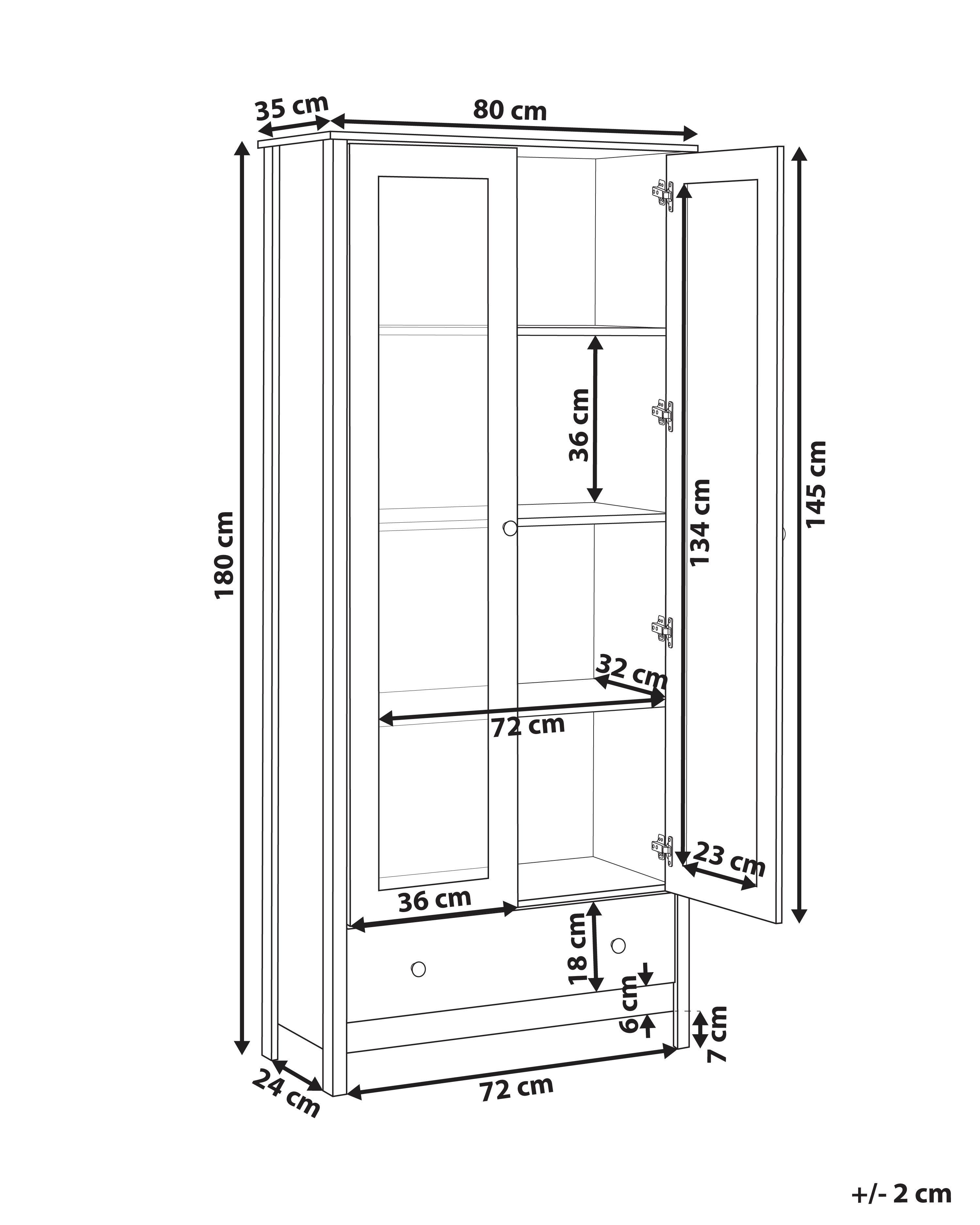 Glazen vitrinekast NORNALUP 80 cm Zwart