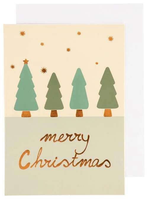 5 cartes de noël avec enveloppe 13.5x9.5 cm sapins de noël
