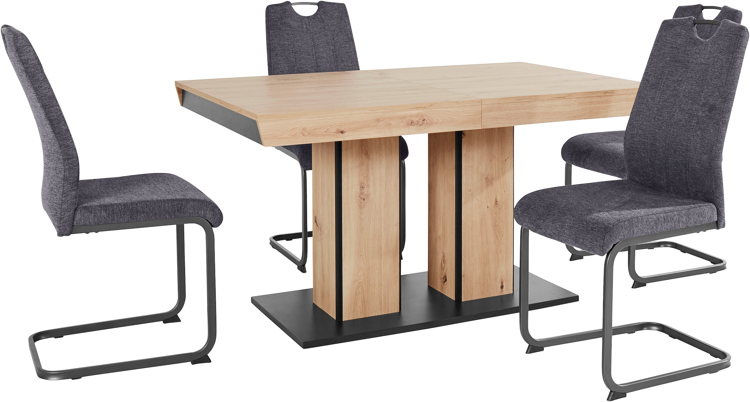 HELA Essgruppe »Tisch ausziehbar 140 -220 cm,« Set, 5 Stk. tlg. Belastbarkeit 140 KG, bequem gepolstert mit Griff