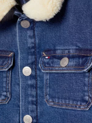 Jaqueta jeans relaxada com gola sherpa