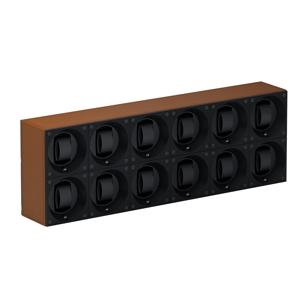 SwissKubik Masterbox Leder Cognac - 12 Uhren
