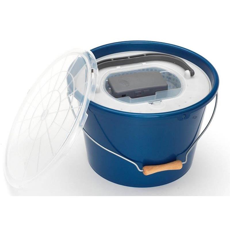 Seau A Vifs Plastilys 18L Rond Bleu + Panier Vivier + Aerateur Integre + Couvercle
