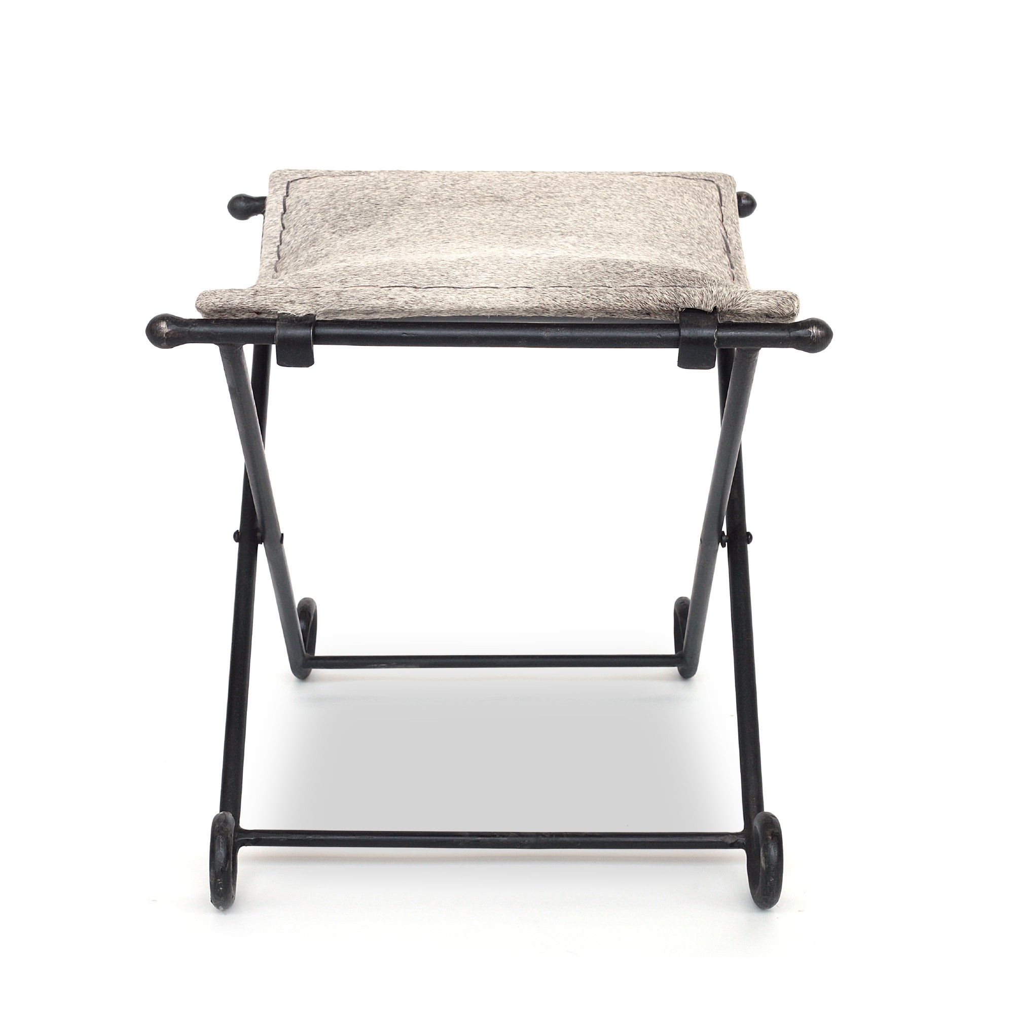 Scherenhocker 'Asturias', grau, braun, T 54 cm, B 40 cm, H 46 cm von fischer's lagerhaus