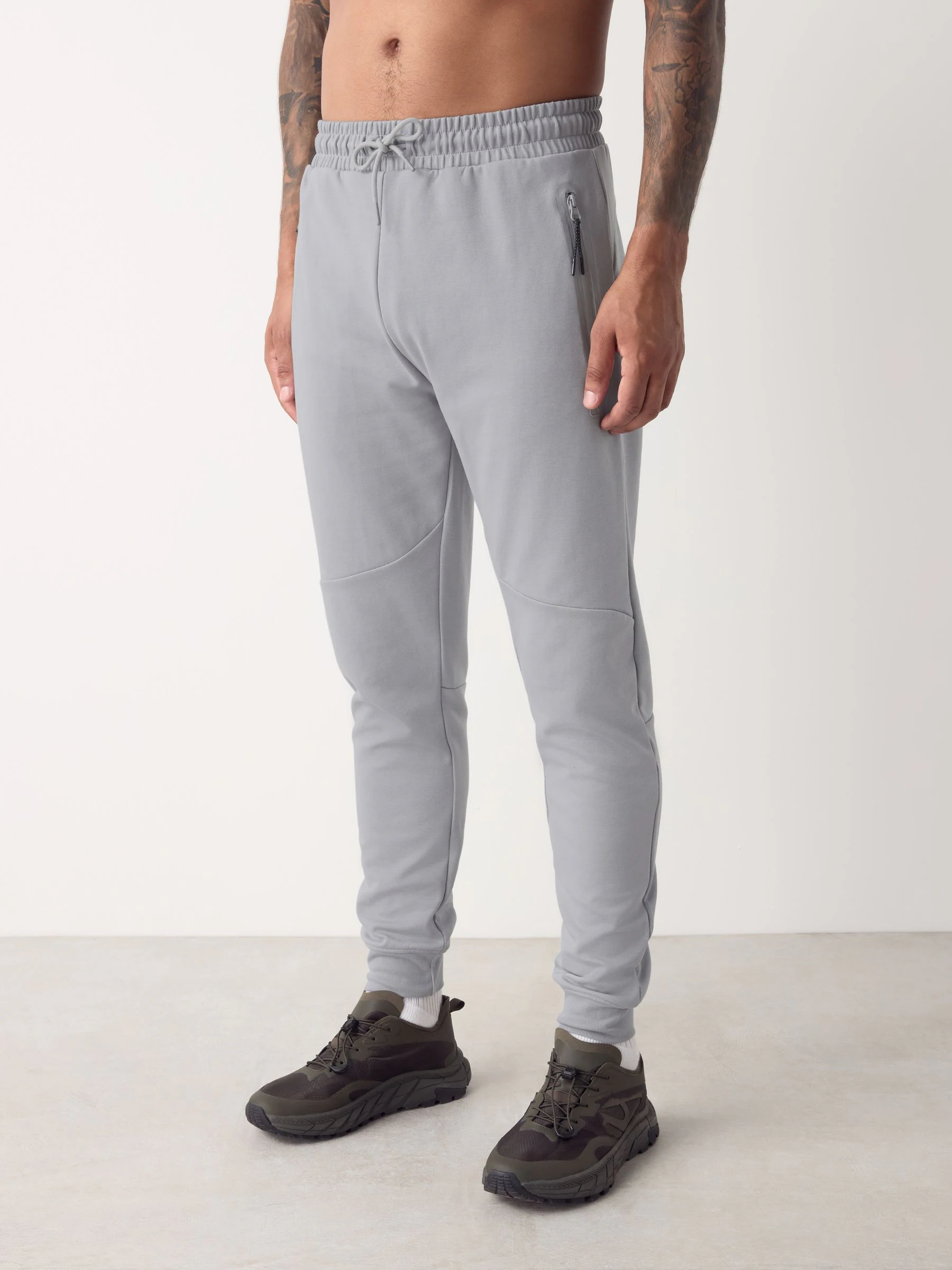Ice grey - Sport- en vrijetijdsjoggingbroek met boorden