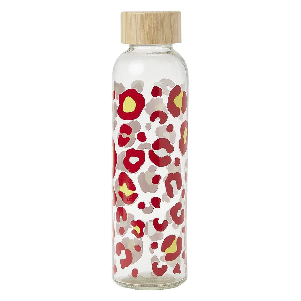 Gourde bouteille en verre avec bouchon bambou 500ml Ø6,5xH22cm