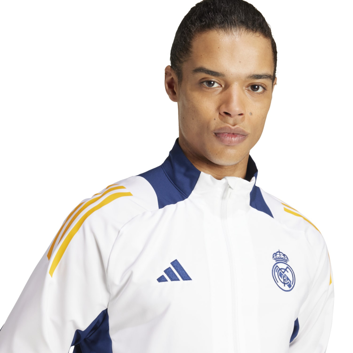 Adidas Real Madrid Presentatie Trainingsjack 2024-2025 Wit Donkerblauw Geel