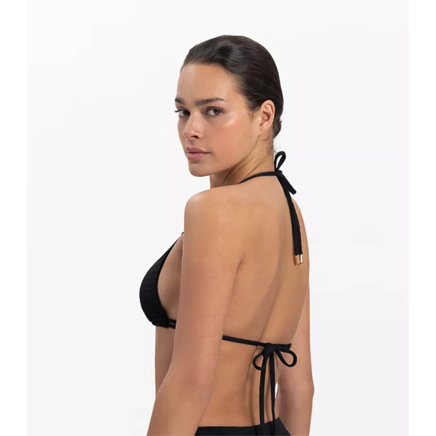 Beachlife  Black Embroidery Padded Top