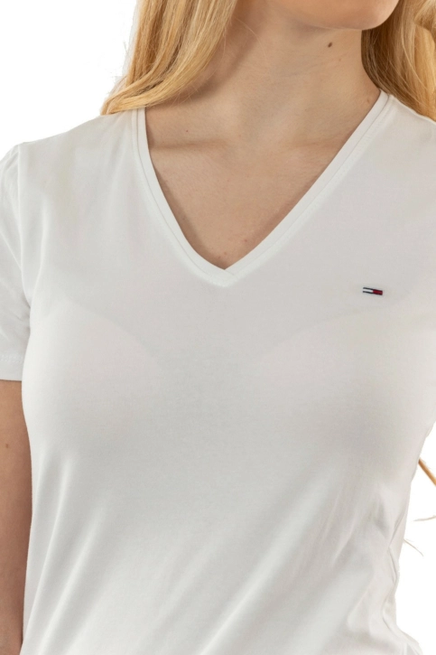 Tee shirt tommy jeans skinny stretch ybr white