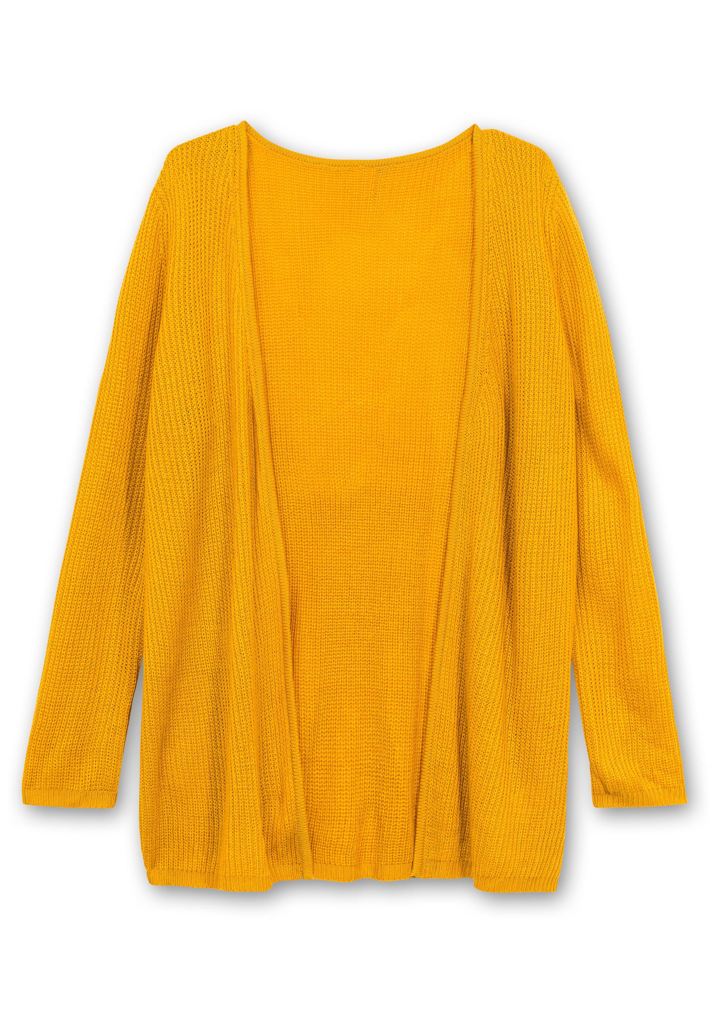 Longstrickjacke in verschlussloser Form, in Rippstrick