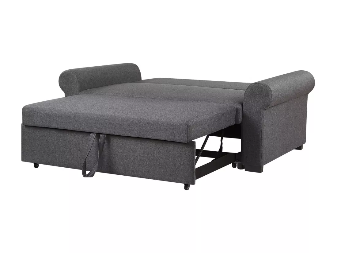 Canapé 2 places convertible en tissu gris foncé SILDA