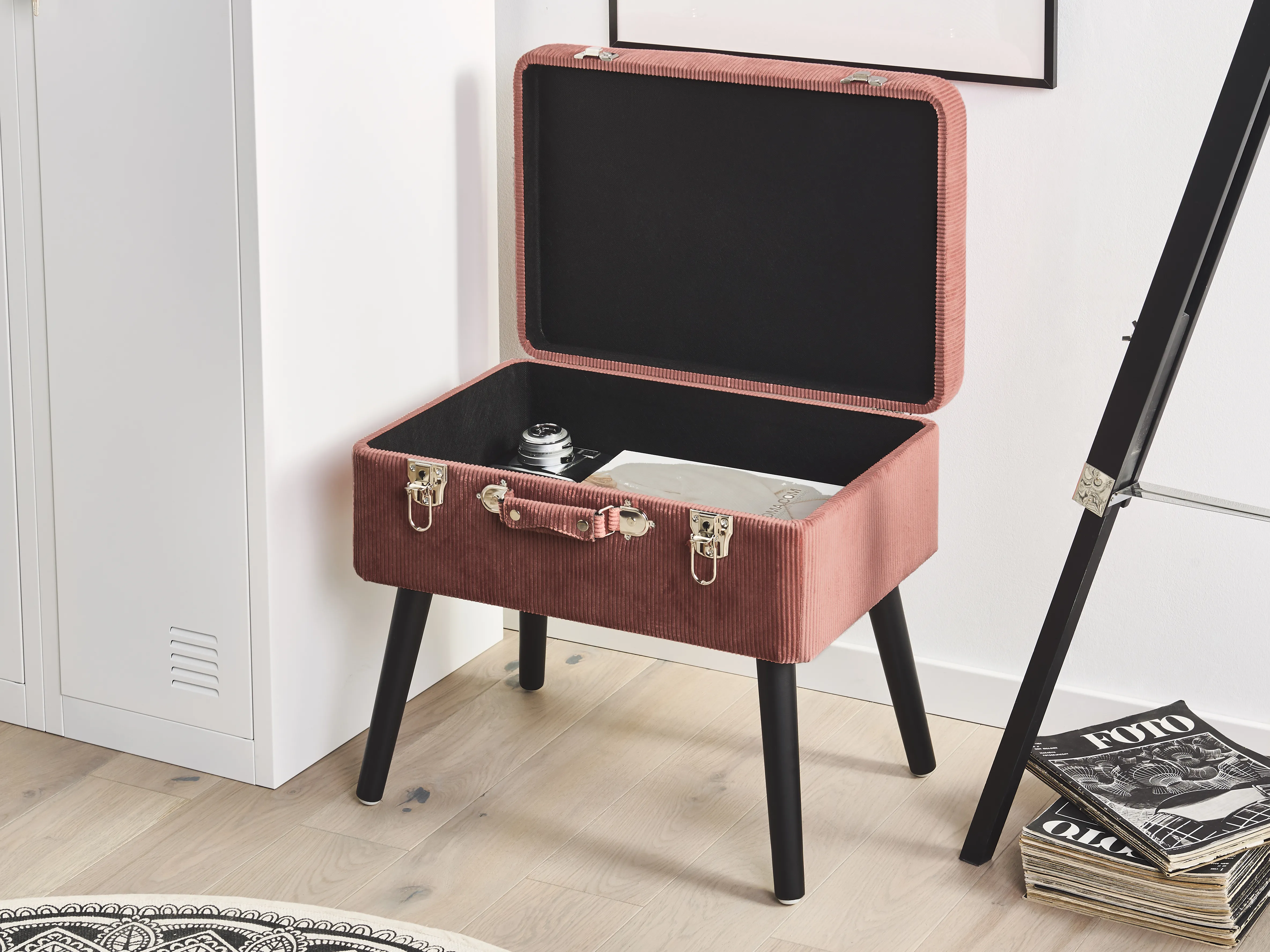 Hocker met opbergruimte MALLARD Corduroy Roze