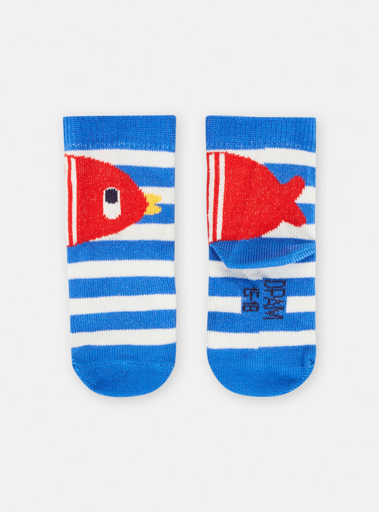 Chaussettes rayées motif poisson pour bébé garçon