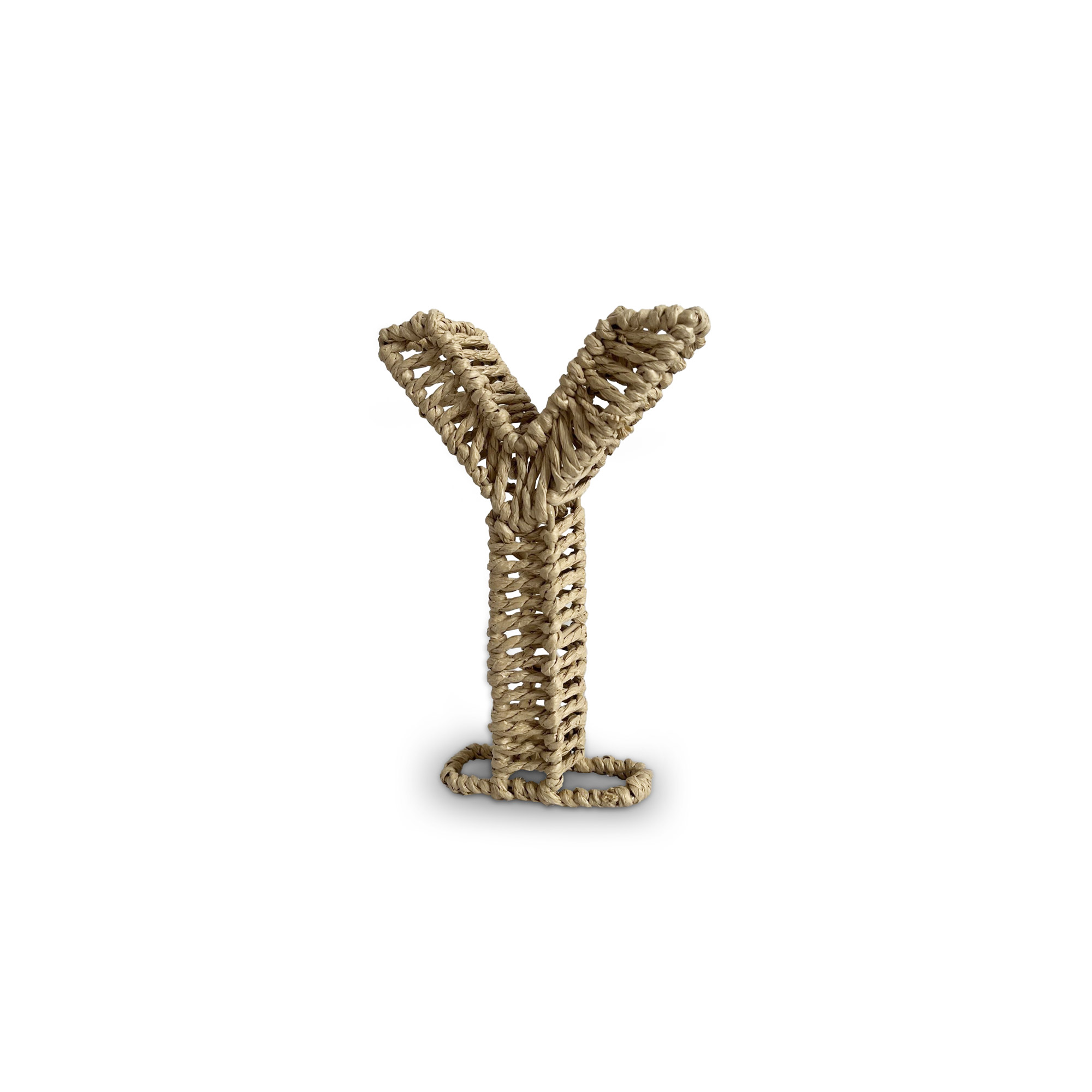 Buchstabe 'Y' aus Papiergeflecht, braun, H 20,5 cm, B 12,5 cm, L 3,5 cm von fischer's lagerhaus