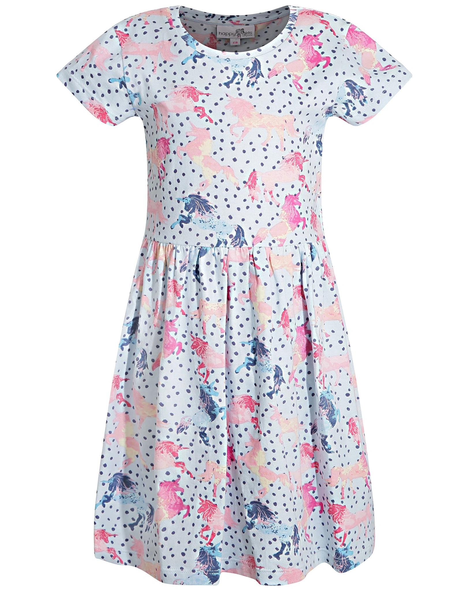 Kurzarm-Kleid HAPPY UNICORNS in light blue