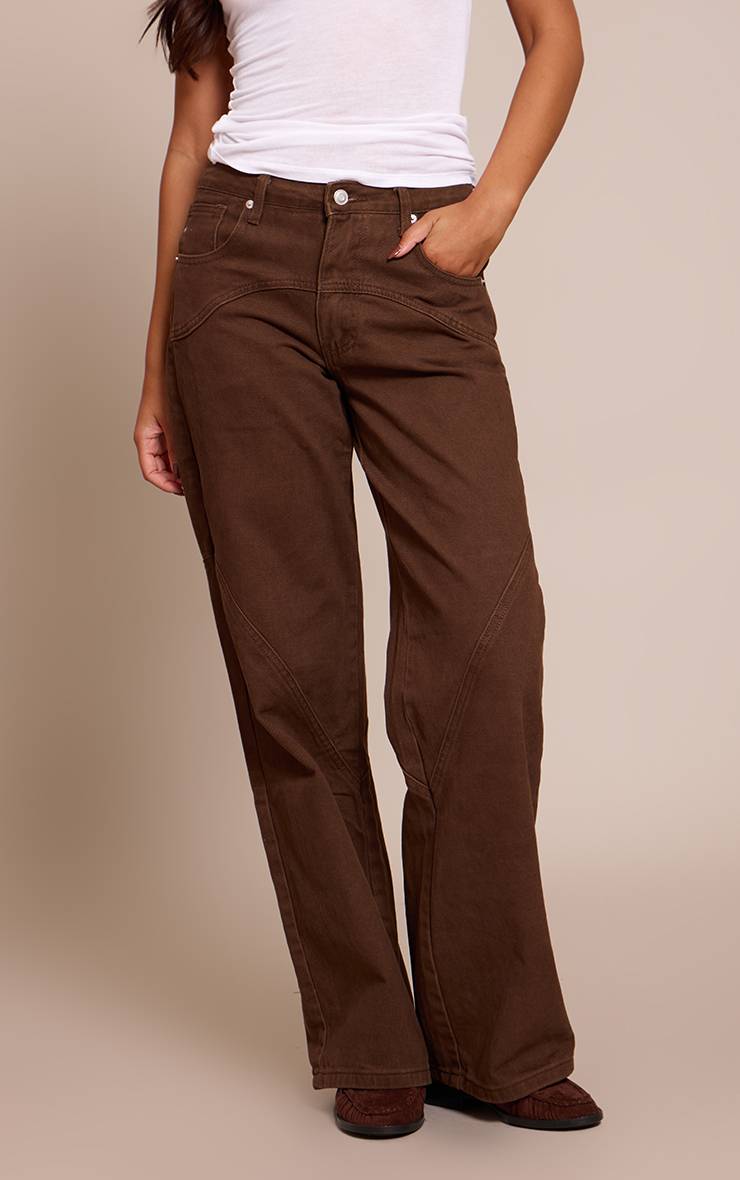Chocolat Jean À Détails De Coutures Western