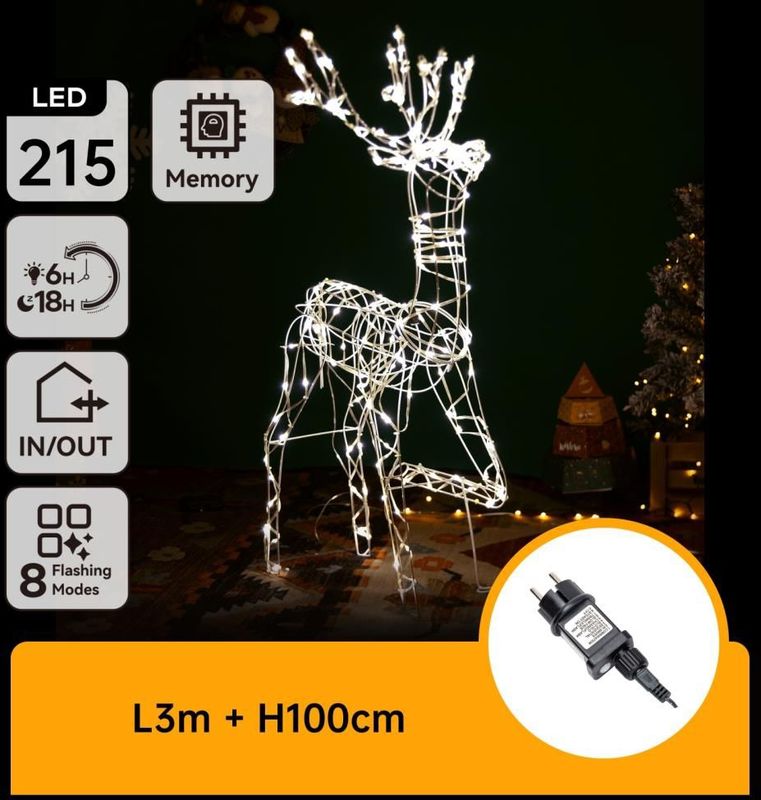 Aigostar - LED Kerstdecoratie - Warm Wit - 105 cm - IP44 - Rendier