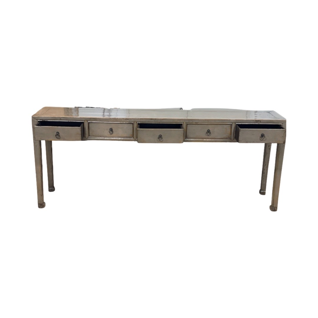 Wandtafel groen/bruin 5 lades wandtafel groen/bruin 5la 218x42x86