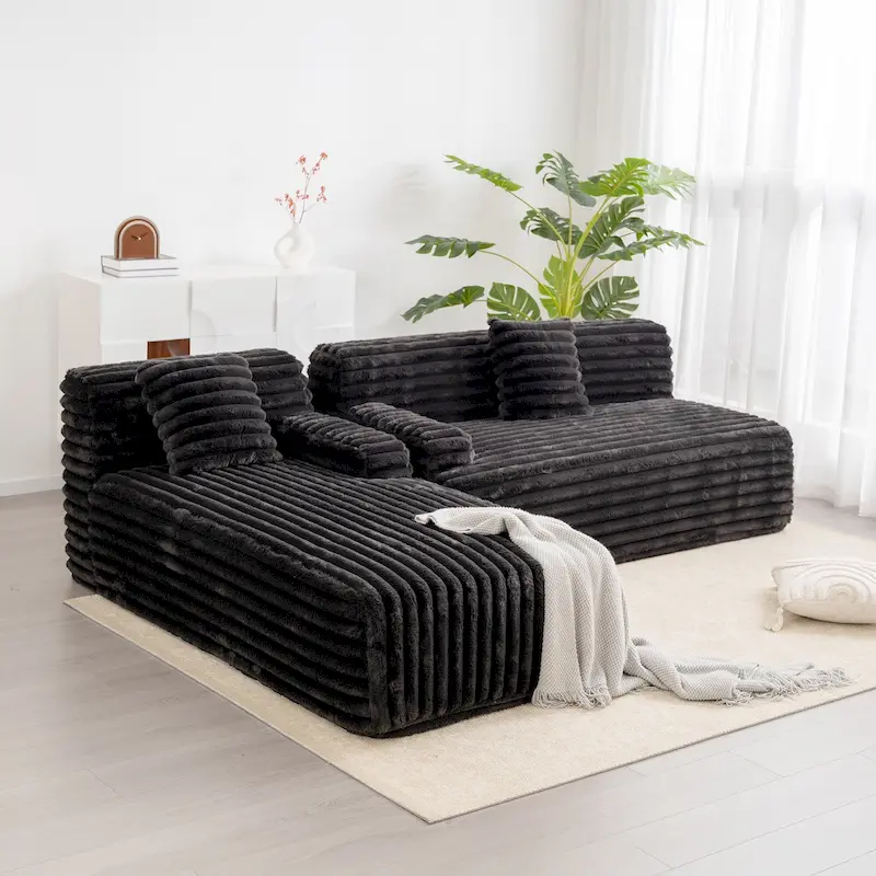 Cloud Sectional Sofa, Modern Upholstered Couch with 2 Throw Pillows, Free-Combined Sofa, Modular Sectional L Shaped Couch