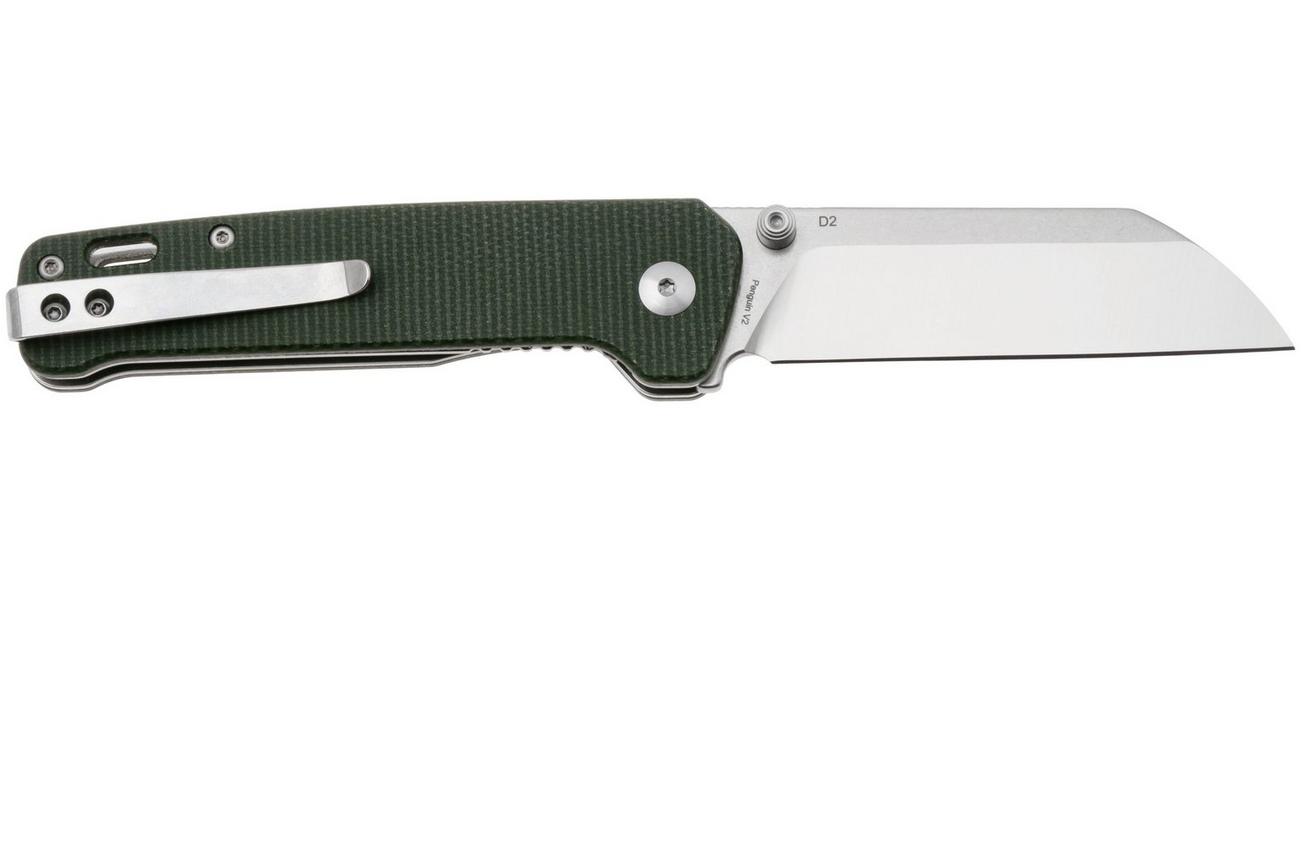 QSP Knife Penguin V2 QS130V2-C1 Two-Tone D2, Green Micarta, zakmes