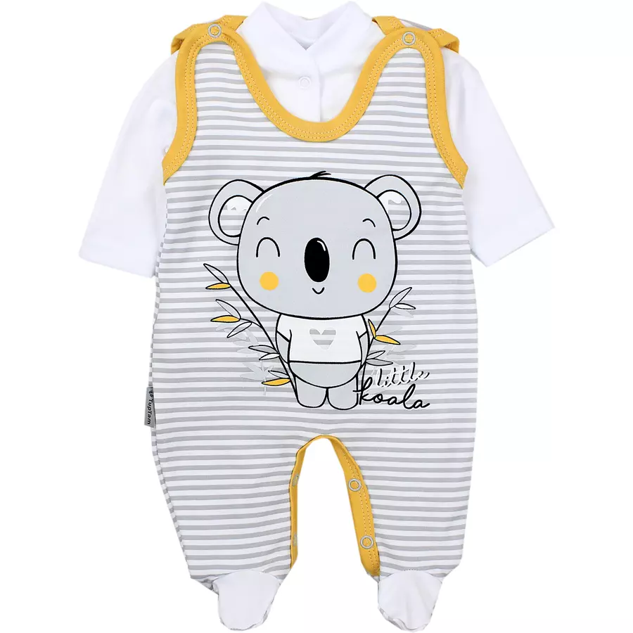 TupTam Baby Unisex Strampler-Set mit Aufdruck Spruch 2-tlg graugelb