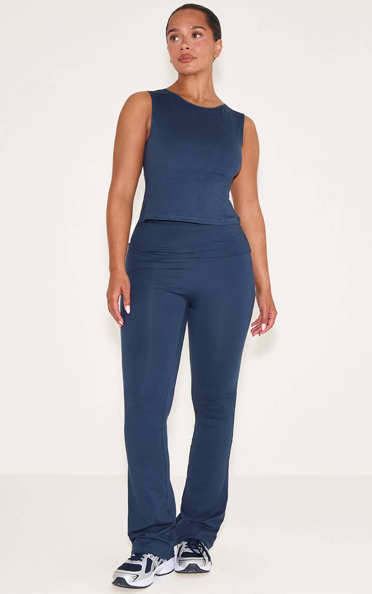 Bleu Nuit Top Débardeur Long Sculptant Shape Crème Beurre