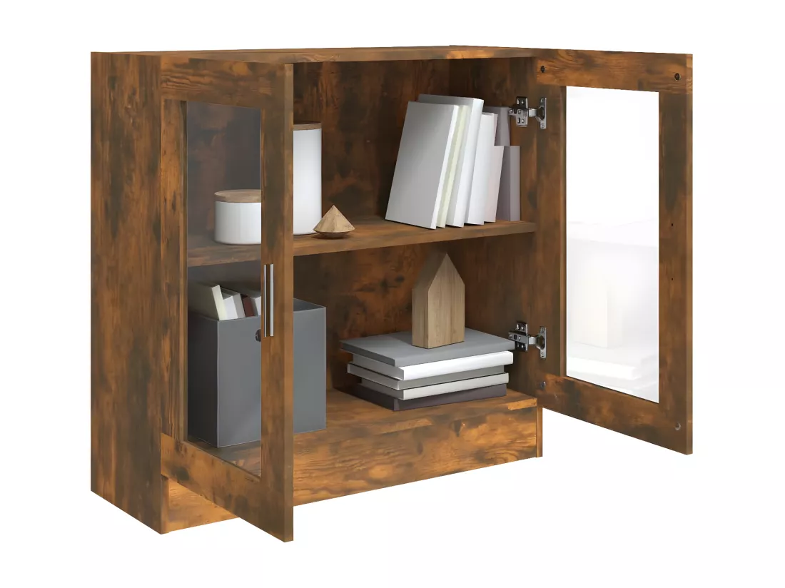 Armoire à vitrine Chêne fumé 82,5x30,5x80 cm Bois d'ingénierie