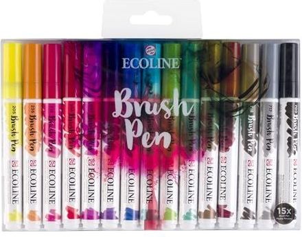 Ecoline - Brush Pens - Set van 15 - Levende Basistinten