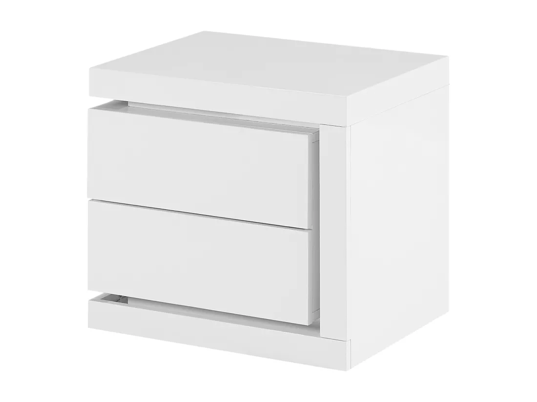 Lot de 2 table de chevet avec 2 tiroirs - Avec LEDs - Blanc laqué - FLARANCIA