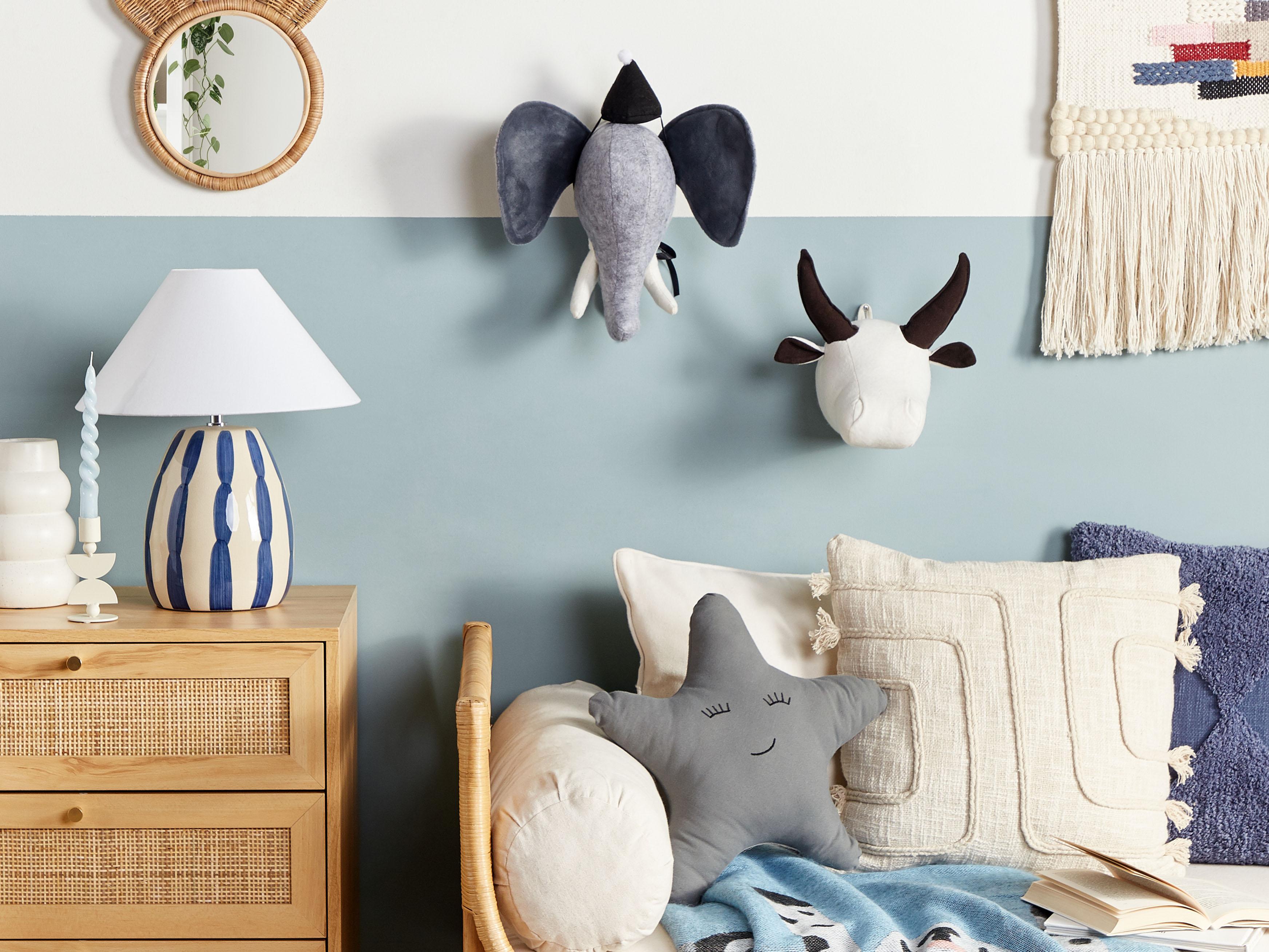 Wanddecoratie voor kinderen Stier GEOFFREY Katoen 24 cm Wit