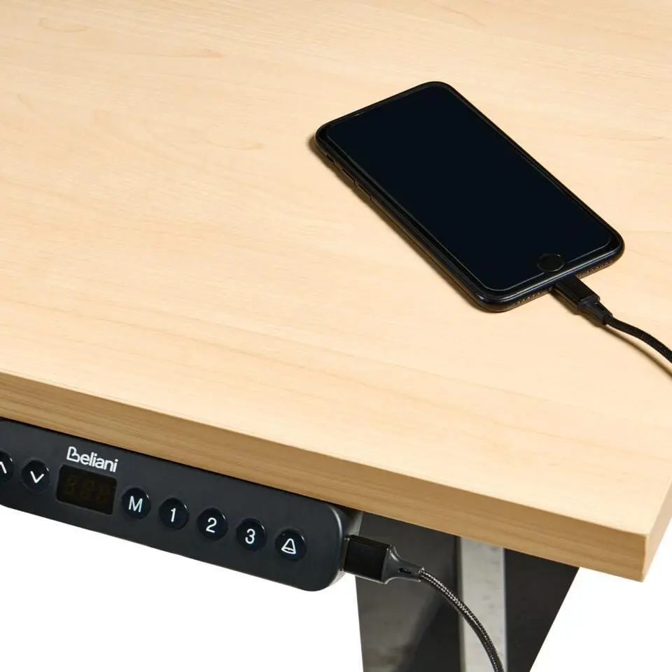 DESTINES - Elektr bureau - Zwart/Lichtbruin - 180 x 72 cm - Vezelplaat