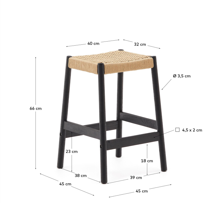 Kave Home Yalia barkruk 65 Zwart