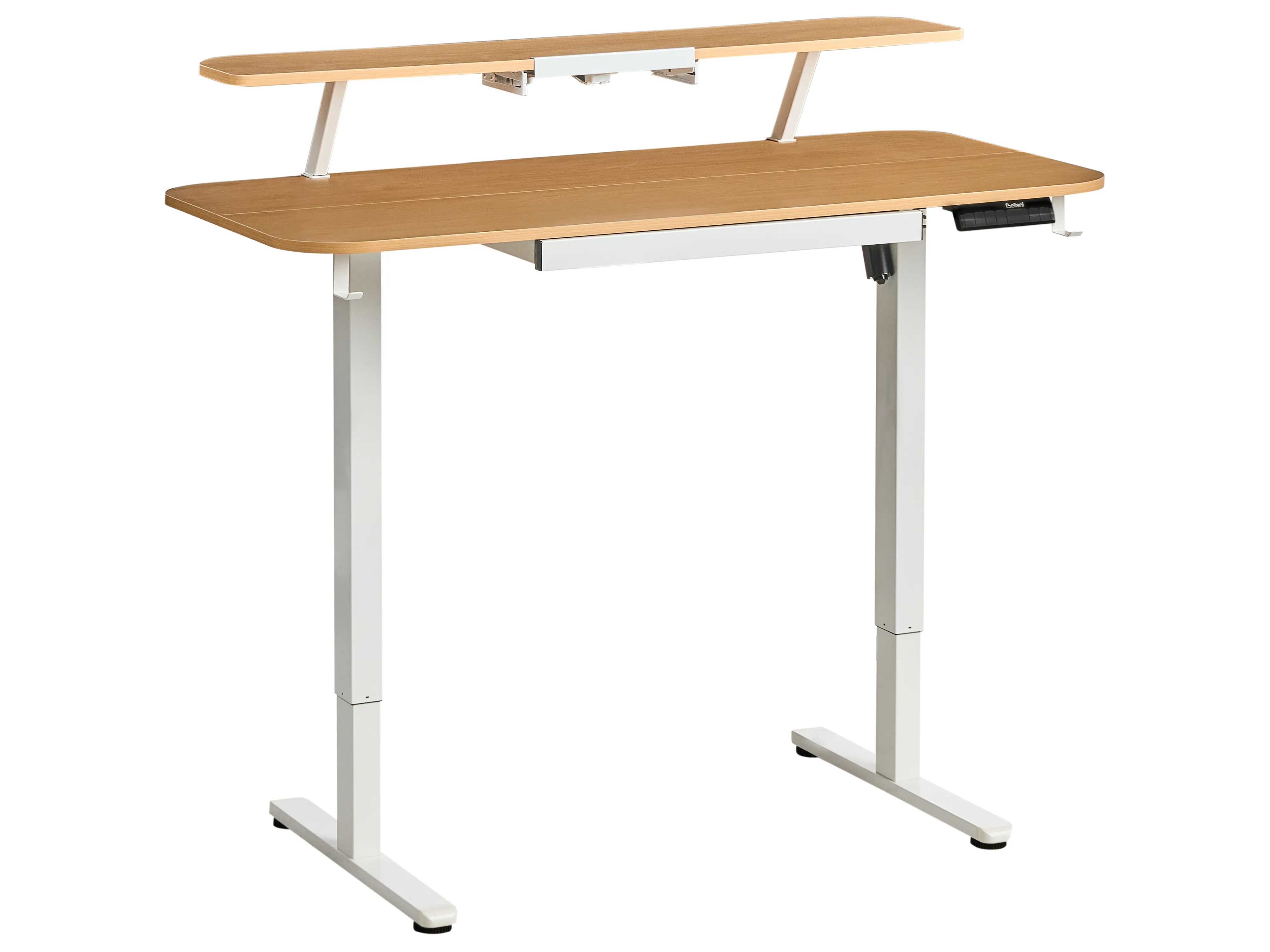 Elektrisch verstelbaar sta-bureau WILBANKS Lichtbruin/wit 120 cm 60 cm met USB-poort