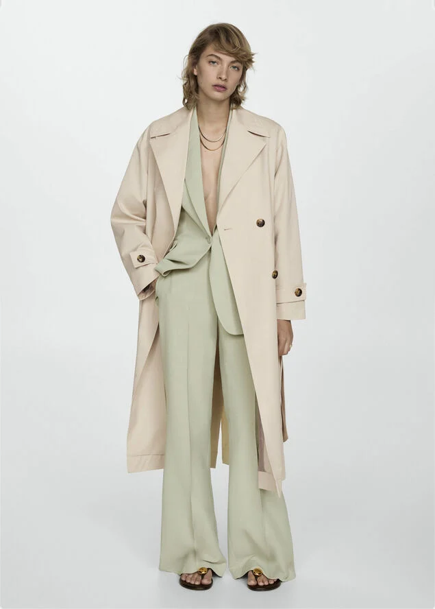 MANGO Double-button trench coat Light beige