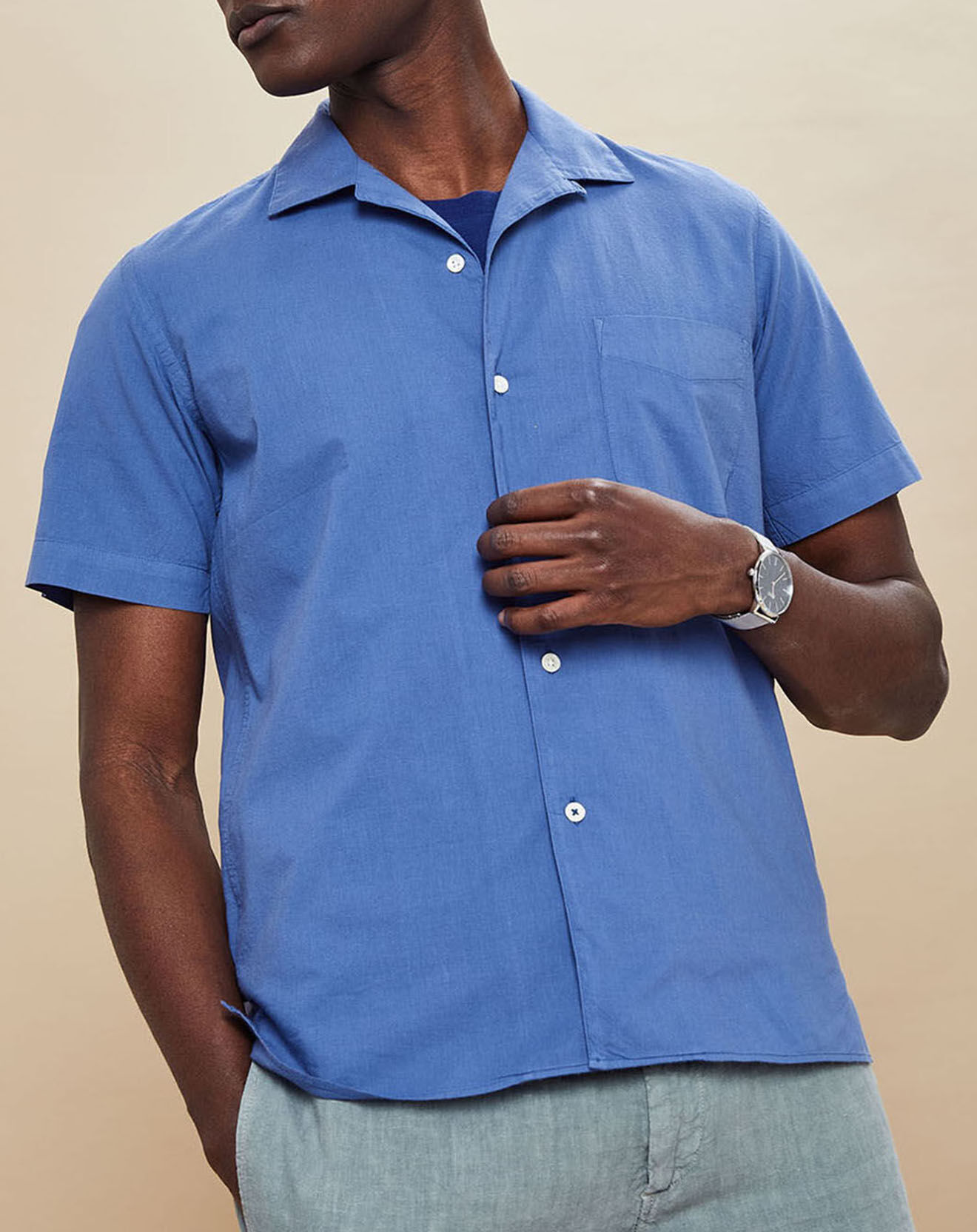 Hartford Chemise Slim Fit Slam 02 Mc Pat bleu océan