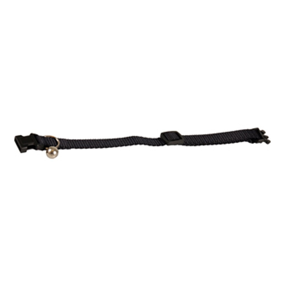 Collier réglable de 19 à 30 cm. Noir avec clochette. Pour chat