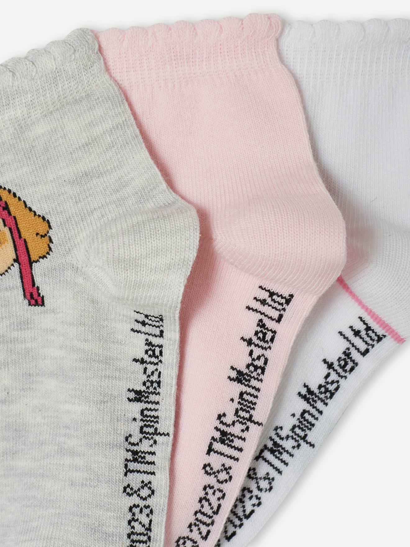 Conjunto com 3 pares de meias tamanho médio para meninas, modelo 