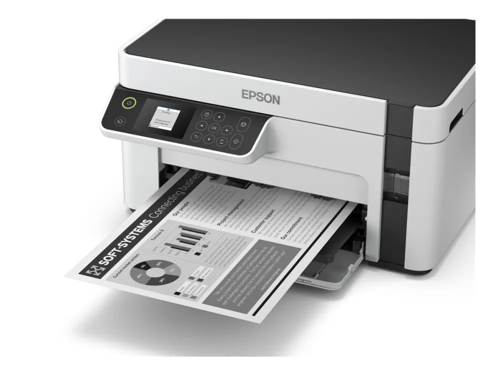 Epson EcoTank ET-M2120 - Multifunktionsprinter - S/H - blækprinter - A4/Legal (medie) - op til 15 spm (udskriver) - 150 ark - USB, Wi-Fi - hvid