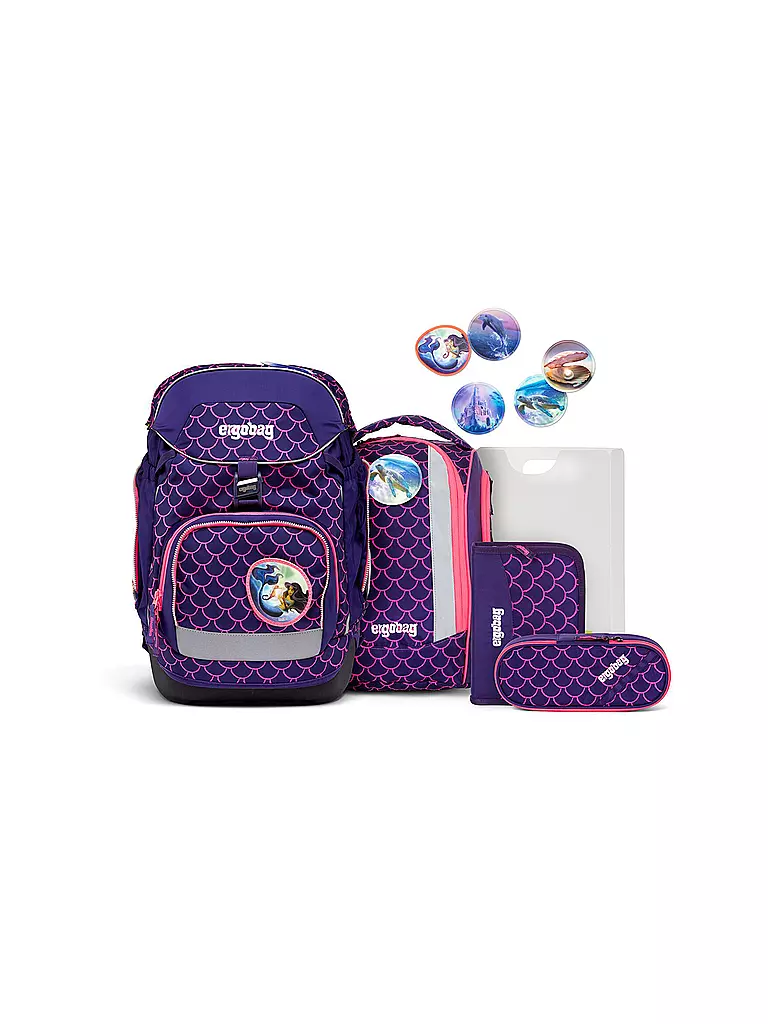 ERGOBAG Schultaschen Set 6tlg. Pack - PerlentauchBär lila