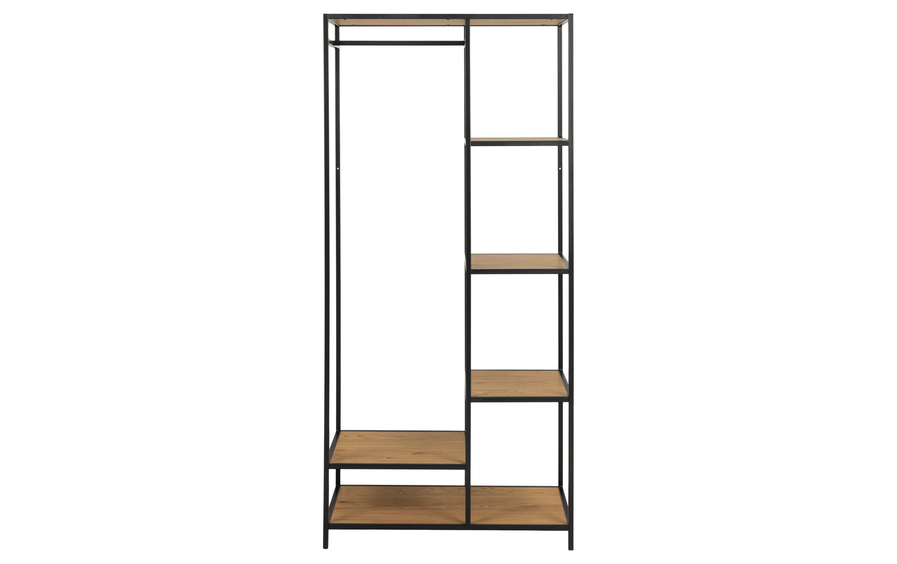 Garderobe Seaford 77 x 45 x 165 cm, Eiche/Schwarz<br>Kleiderständer