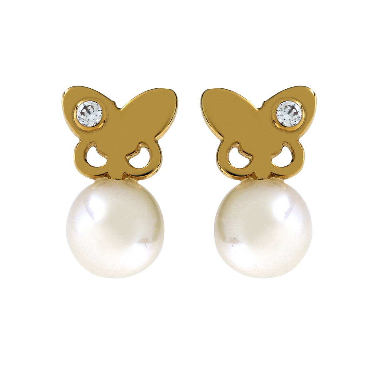 Boucles d'oreilles Brillaxis perle papillon or jaune