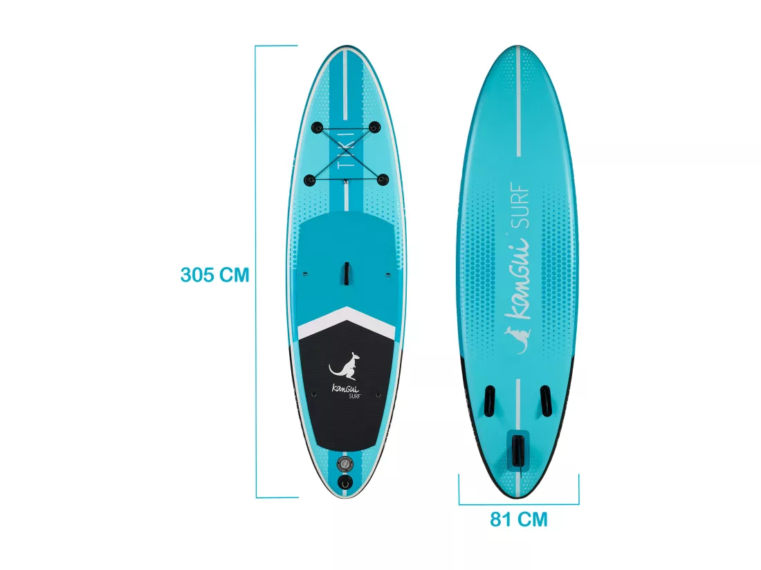 Kangui - Stand up Paddle 305cm SUP gonflable + pagaie + sac à dos + pompe haute pression + leash + kit de réparation - TIKI
