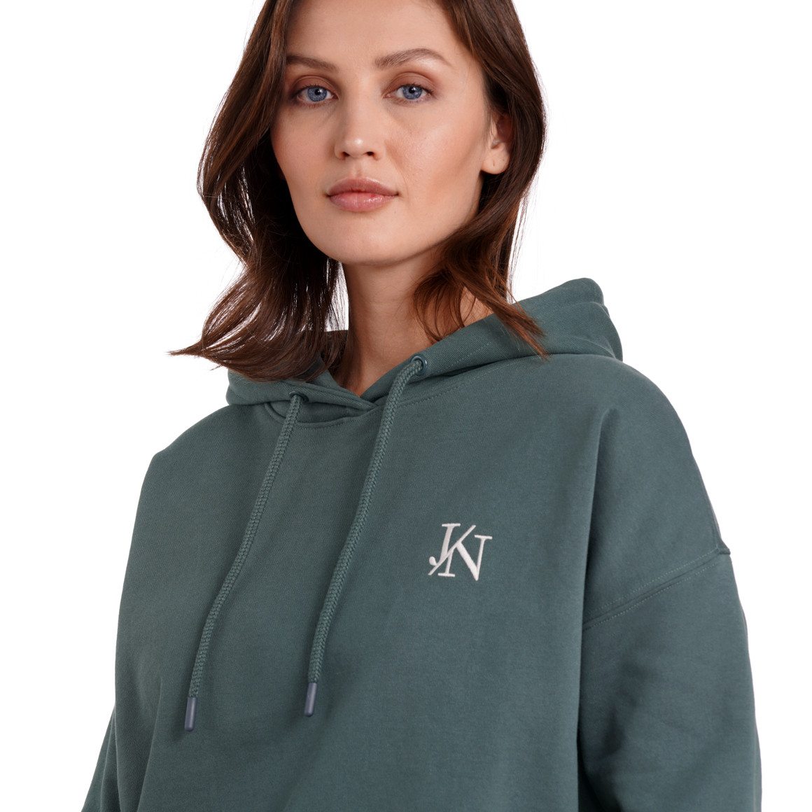 Jonas Nielsen Damen Hoodie mit Logo-Stickerei dunkelgrün