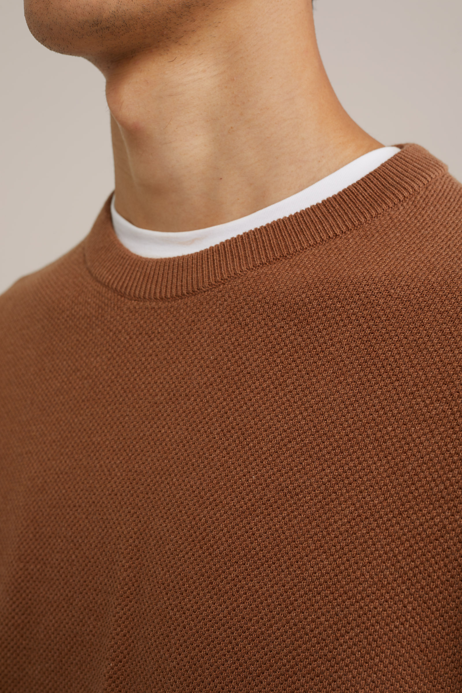 trui met structuur WE Fashion Lichtbruin
